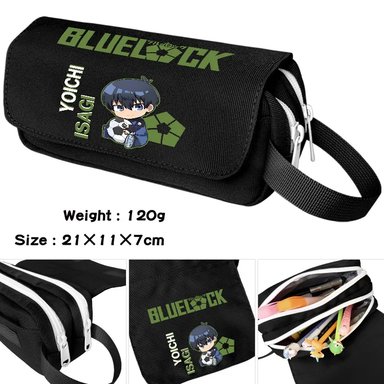 Blue Lock Inspired Digital Print Pencil Case – Large Capacity Canvas Double-Layer Stationery Bag with Zipper, Cartoon Anime Pouch for Students & Cosplay